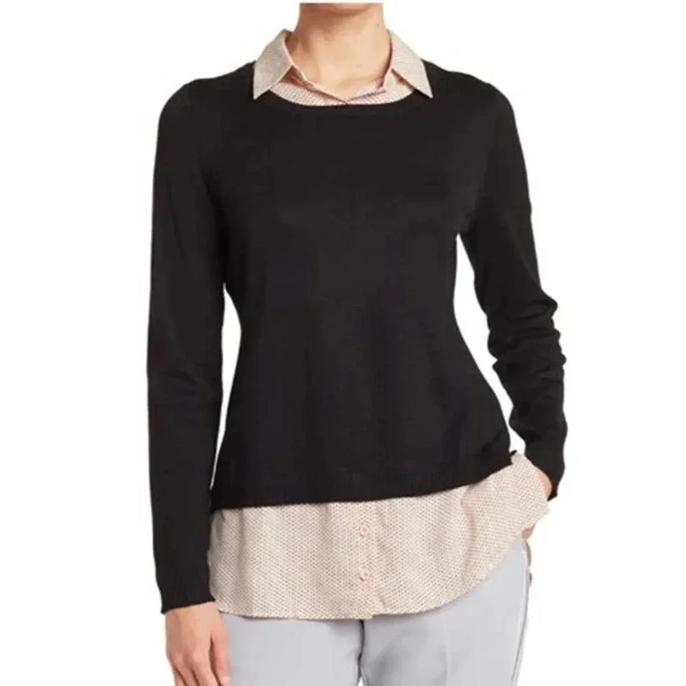 Adrianna Papell Women's Size Small Twofer Collared Sweater